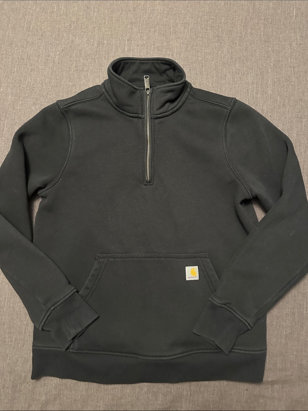 Carhartt Black Half-Zip Sweatshirt with Kangaroo Pocket